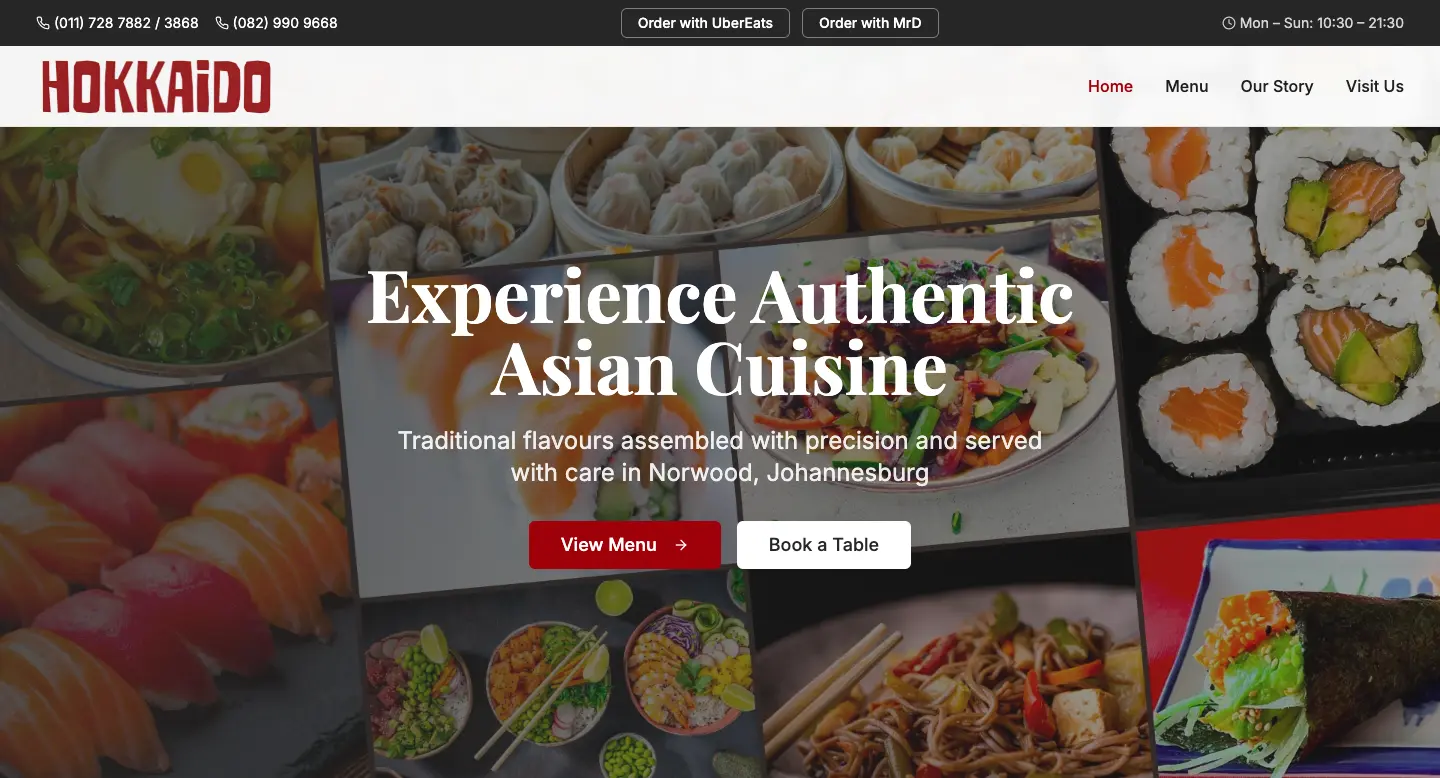 Hokkaido, Norwood website screenshot